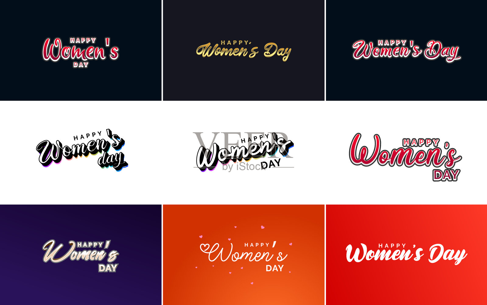 一套印有国际妇女节标志的卡片插画图片素材