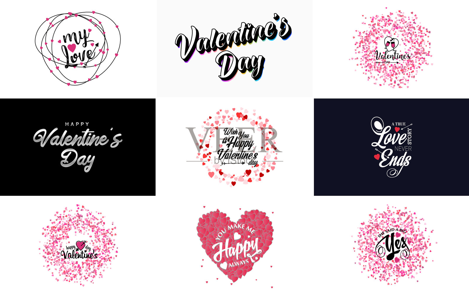 情人节快乐排版海报用插画图片素材