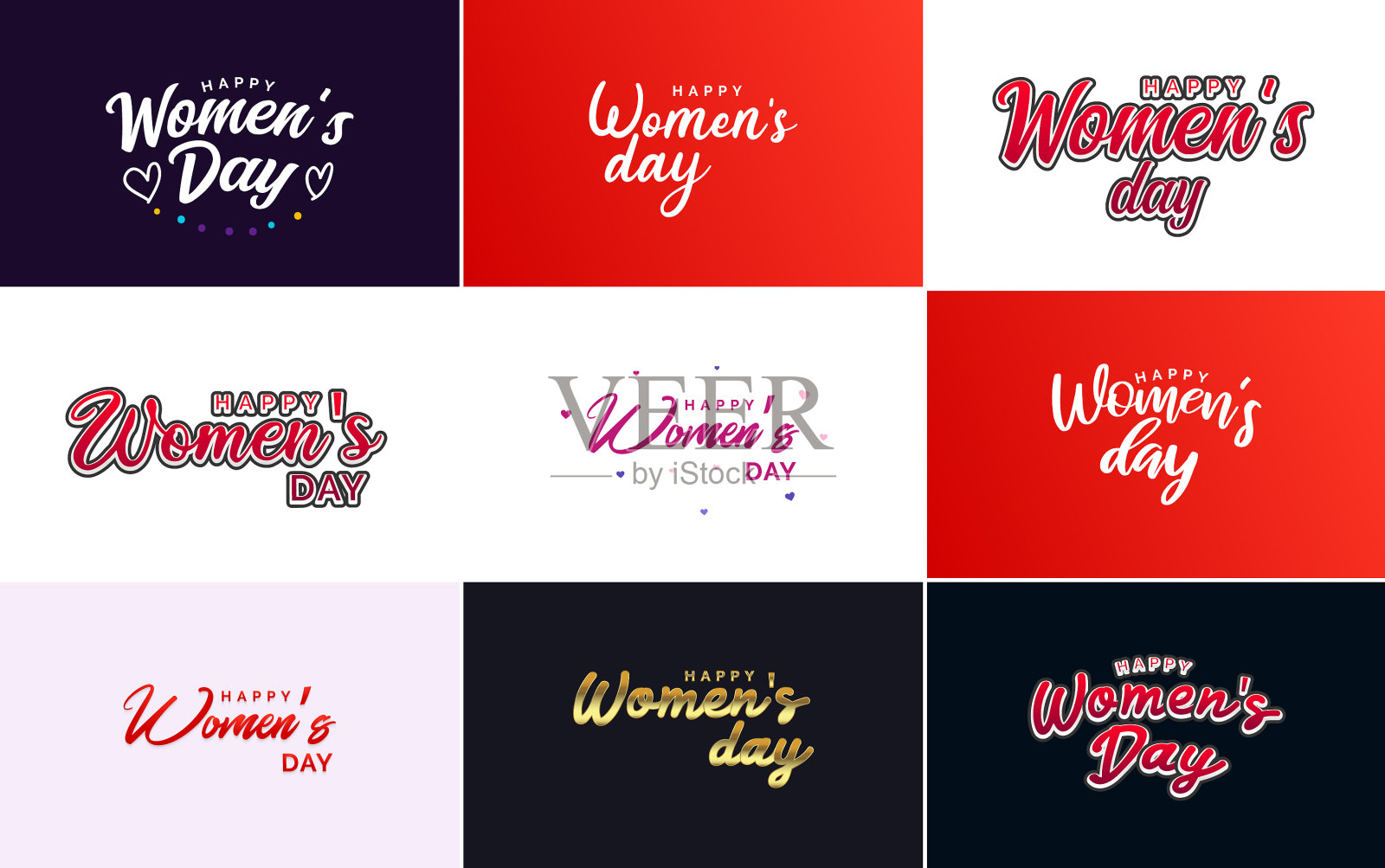 妇女节快乐贺卡模板与手插画图片素材