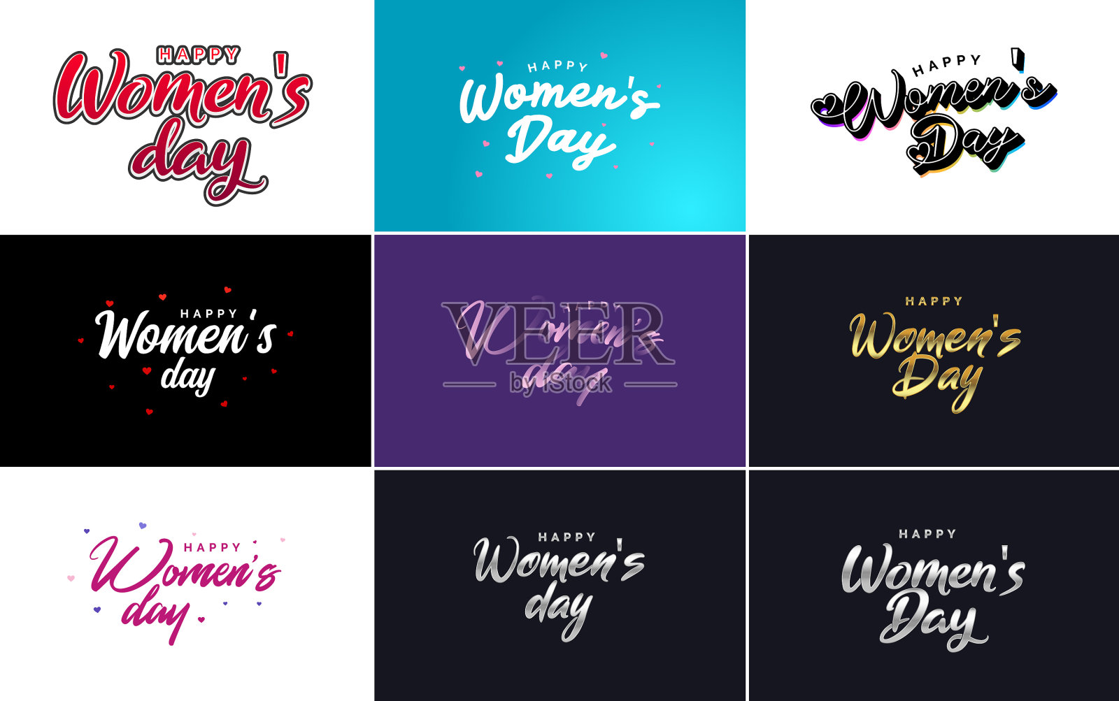 一套快乐的国际妇女节标志和插画图片素材