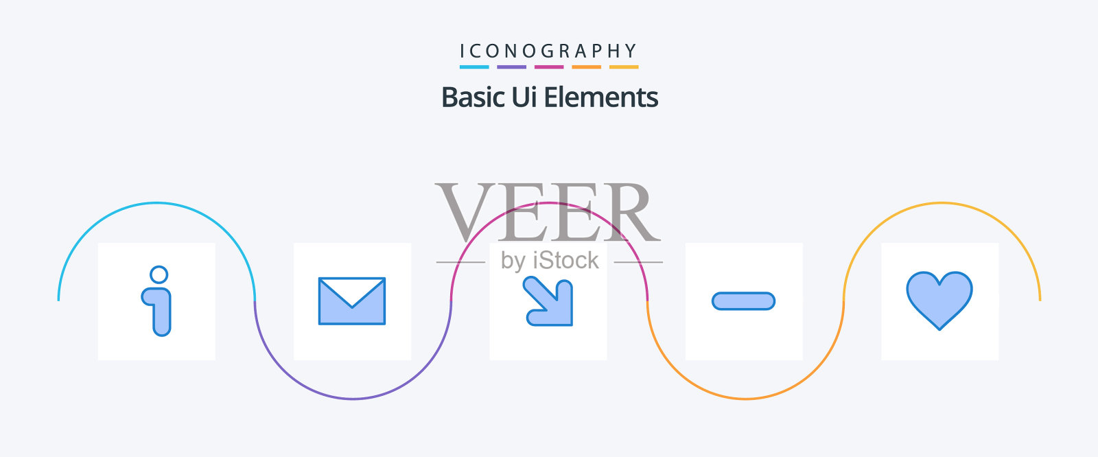 基本UI元素蓝色5图标包包括标志图标素材