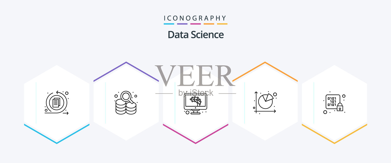 数据科学25行图标包包括锁饼插画图片素材
