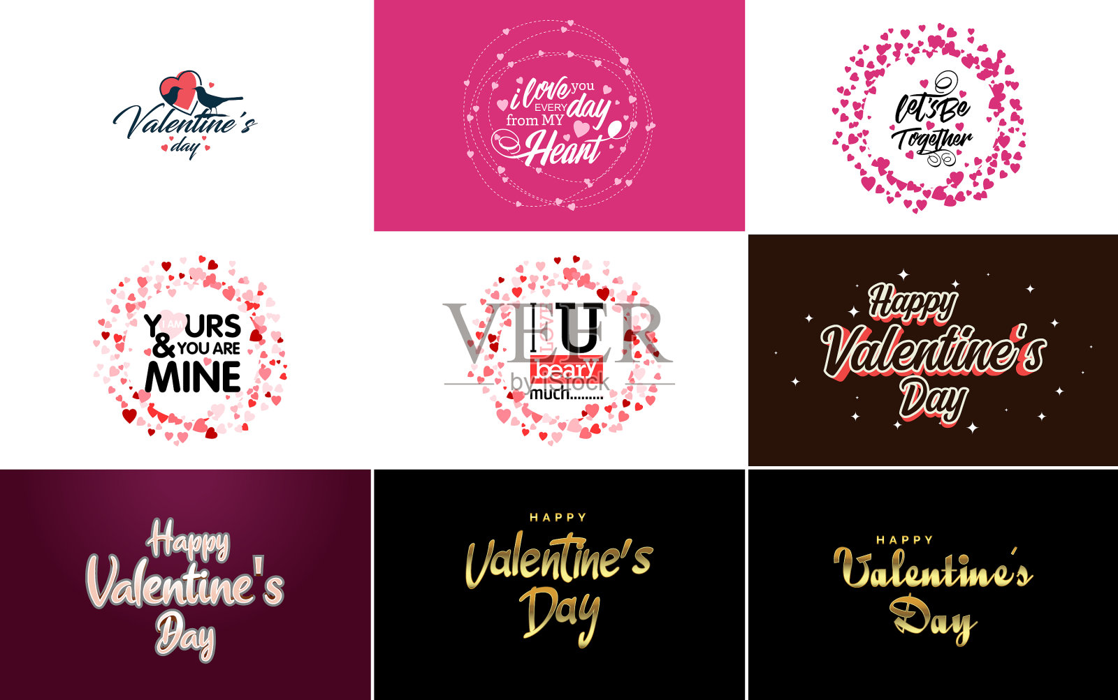 红色平面设计的情人节标签包插画图片素材