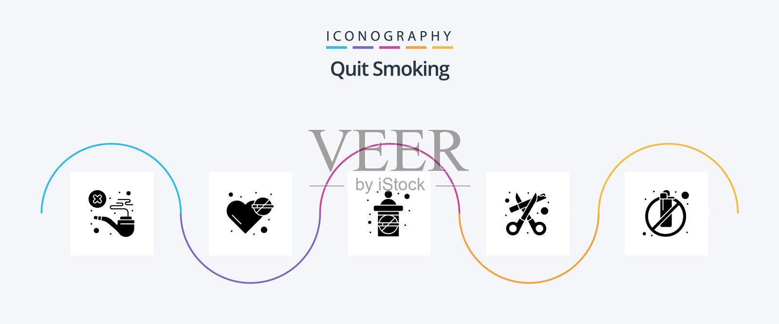 戒烟象形文字5图标包包括剪刀图标素材