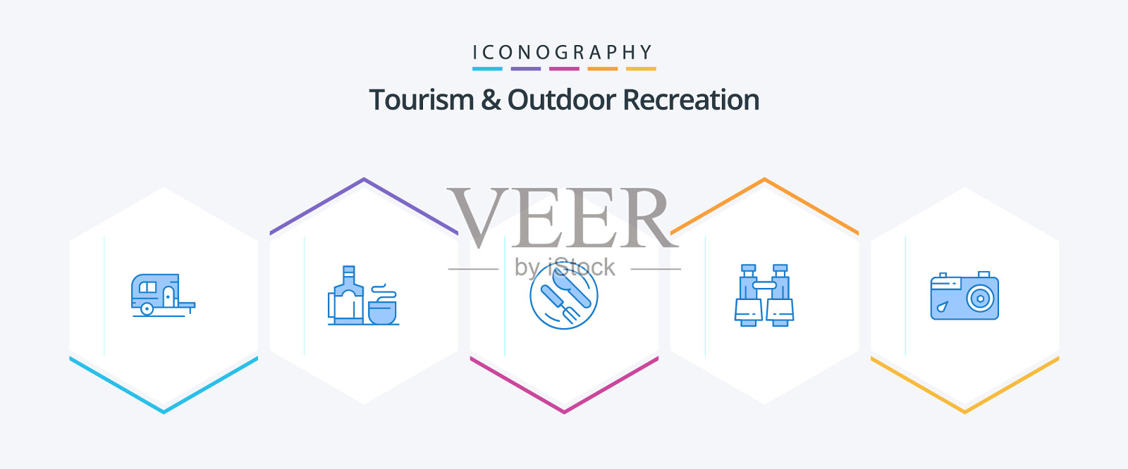 旅游户外休闲25个蓝色图标包图标素材