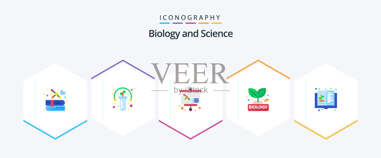 生物25平面图标包，包括教育插画图片素材