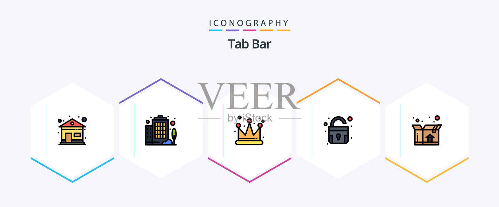 标签栏25填充线图标包，包括国王图标素材