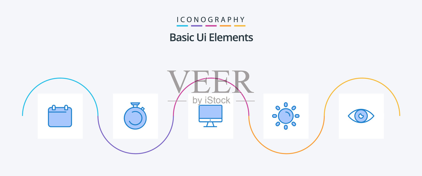 基本UI元素蓝色5图标包包括应用程序图标素材