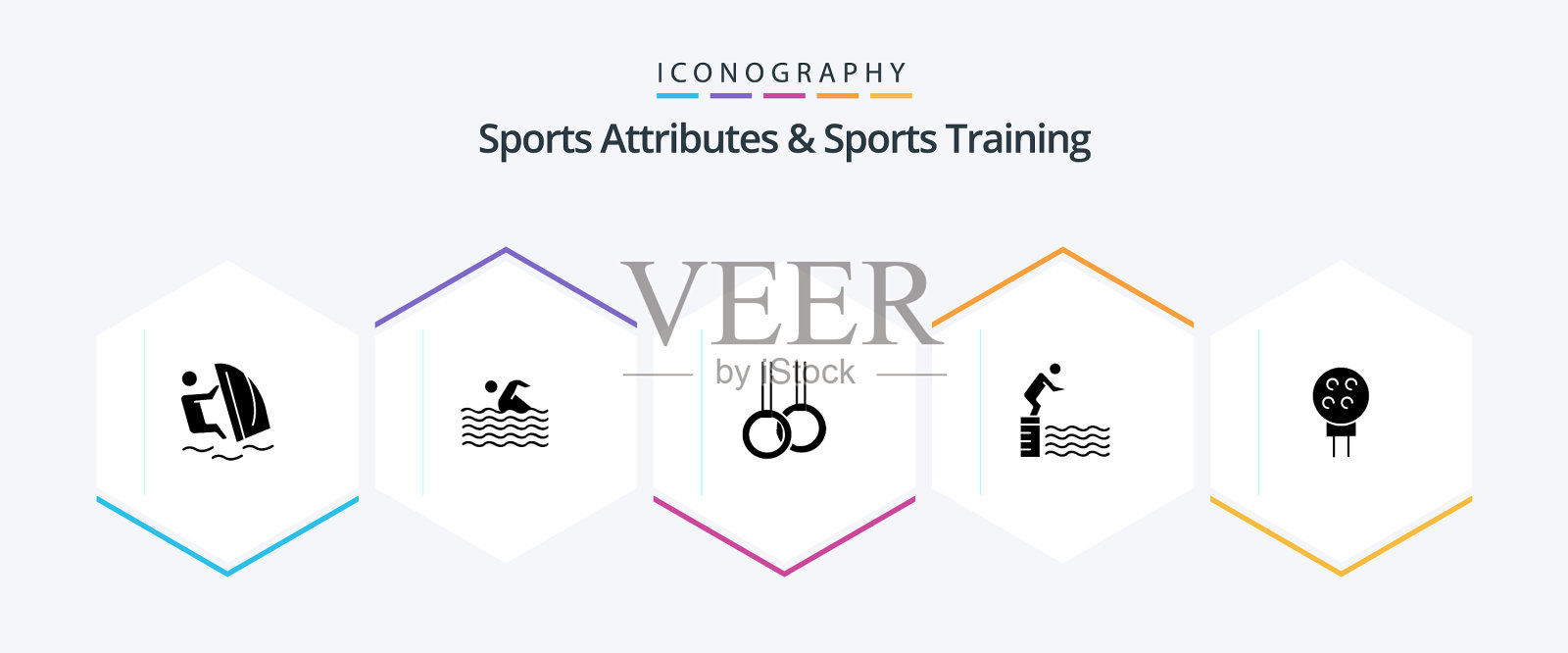 运动属性和运动训练25字形插画图片素材