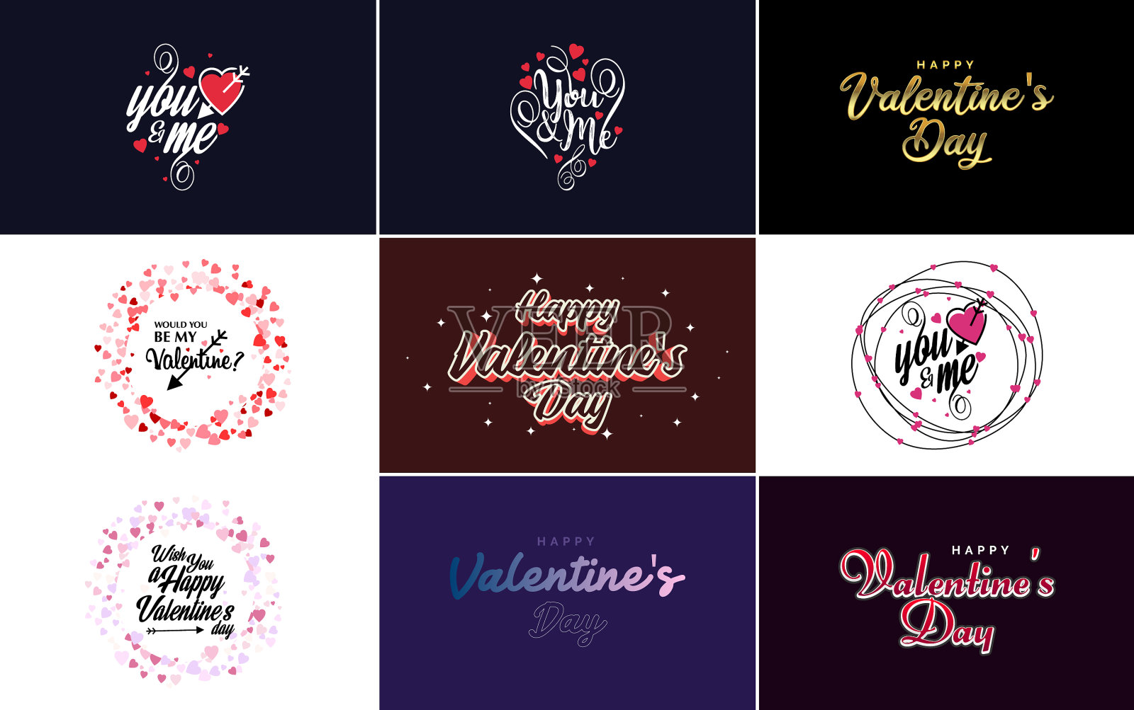 情人节快乐贺卡模板用插画图片素材