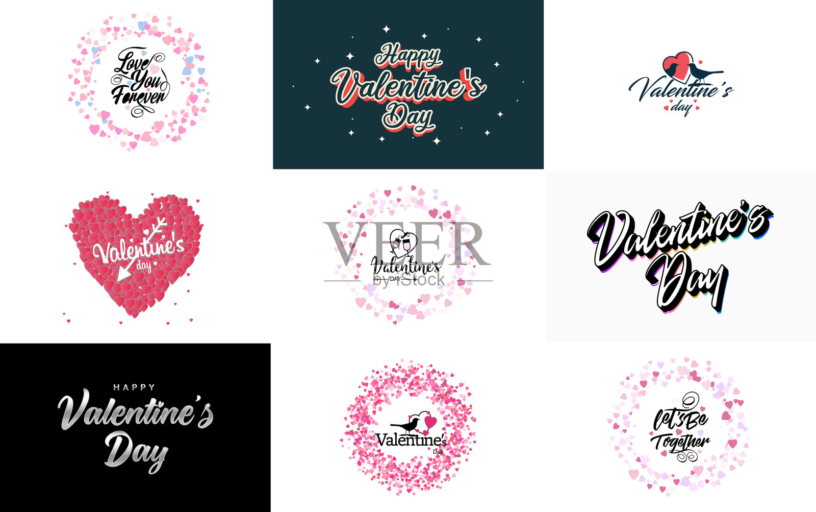 我爱你手绘的爱心字插画图片素材