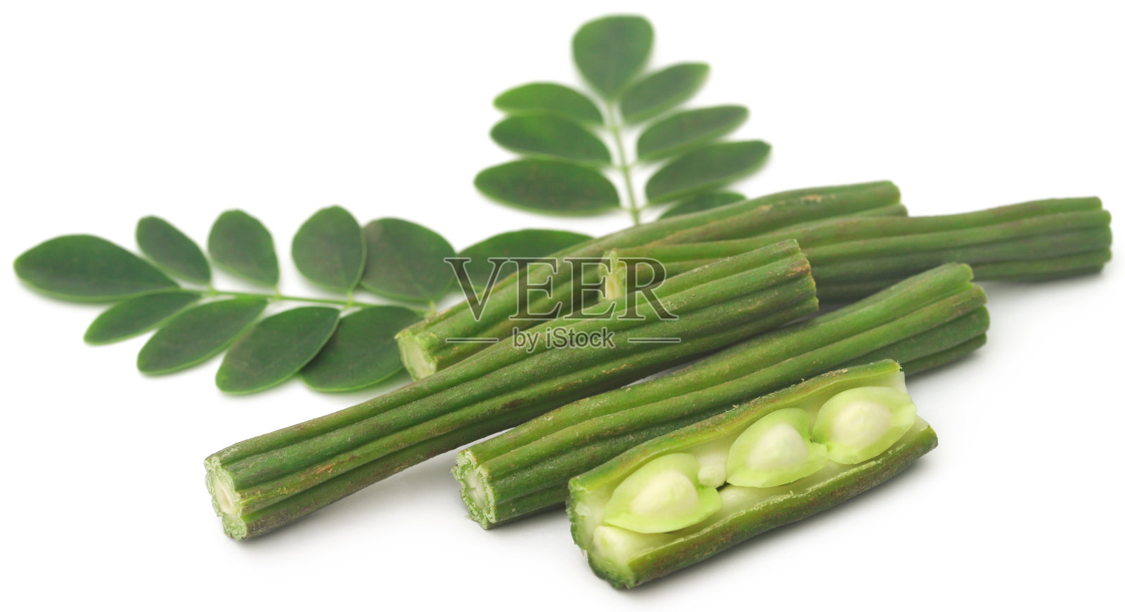 食用辣木与新鲜叶子照片摄影图片
