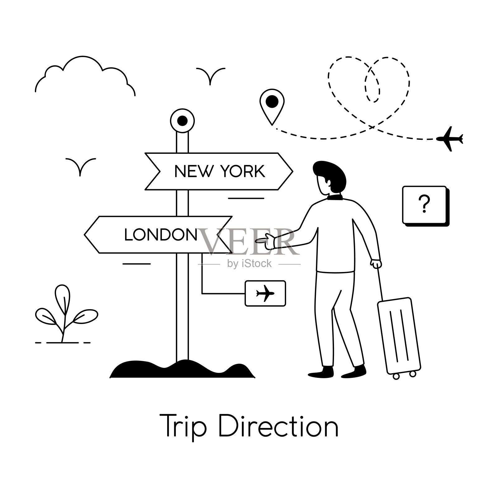 旅行的方向插画图片素材