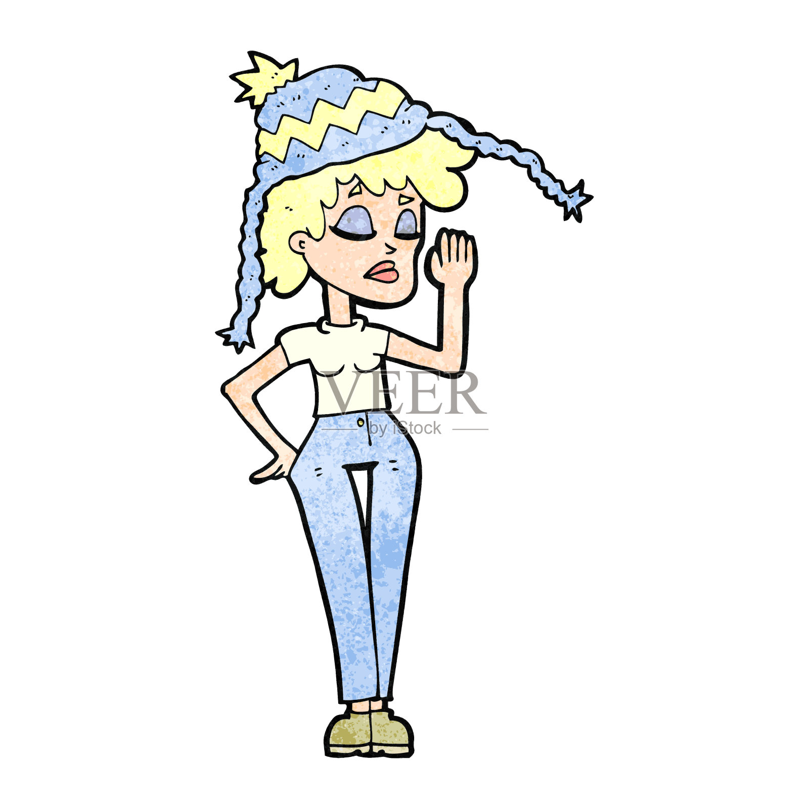 卡通女人戴着冬天的帽子设计元素图片