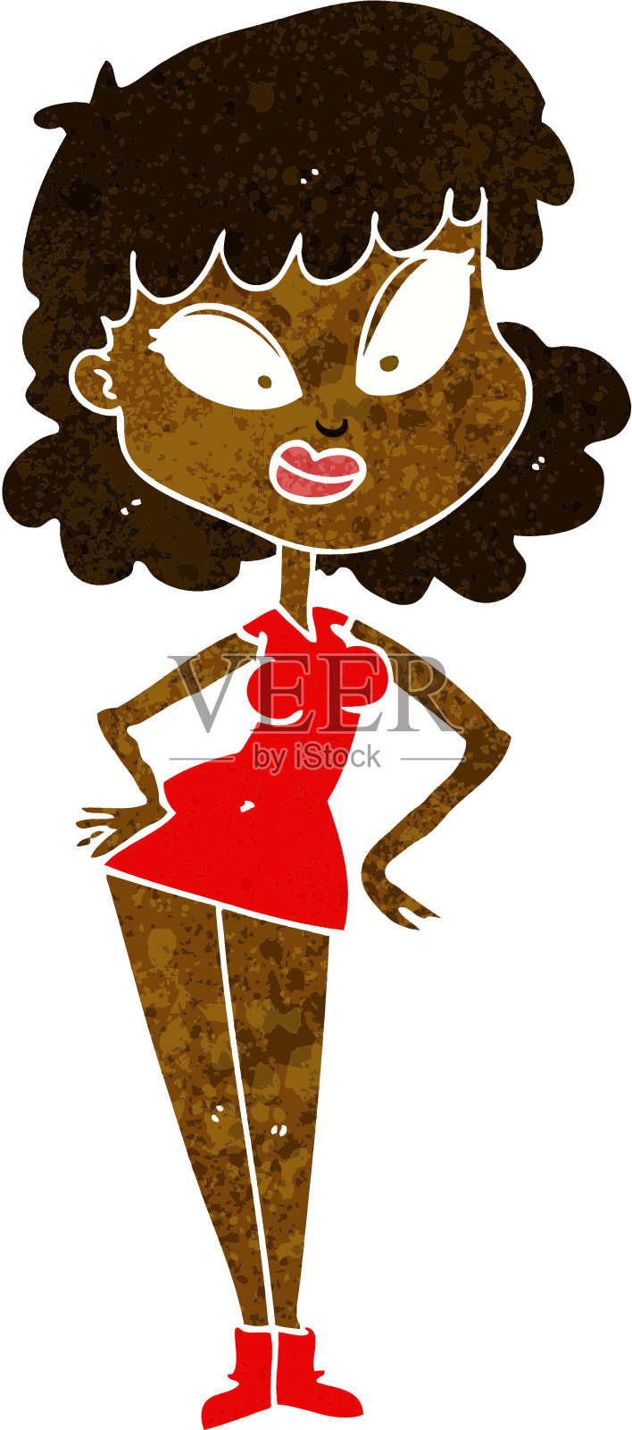 手放在屁股上的卡通女人设计元素图片