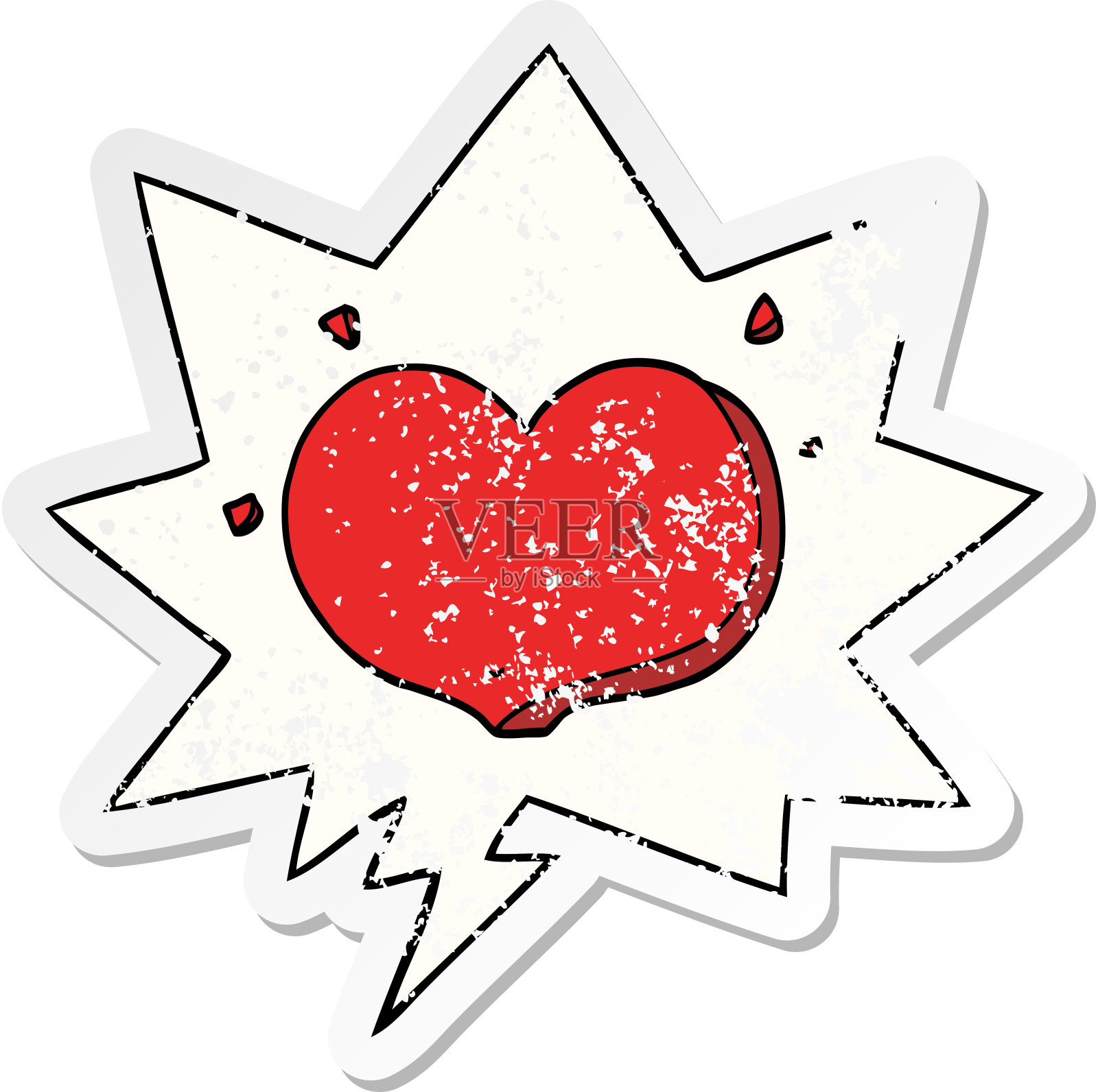 卡通爱心用言语泡泡心疼心疼老贴纸插画图片素材