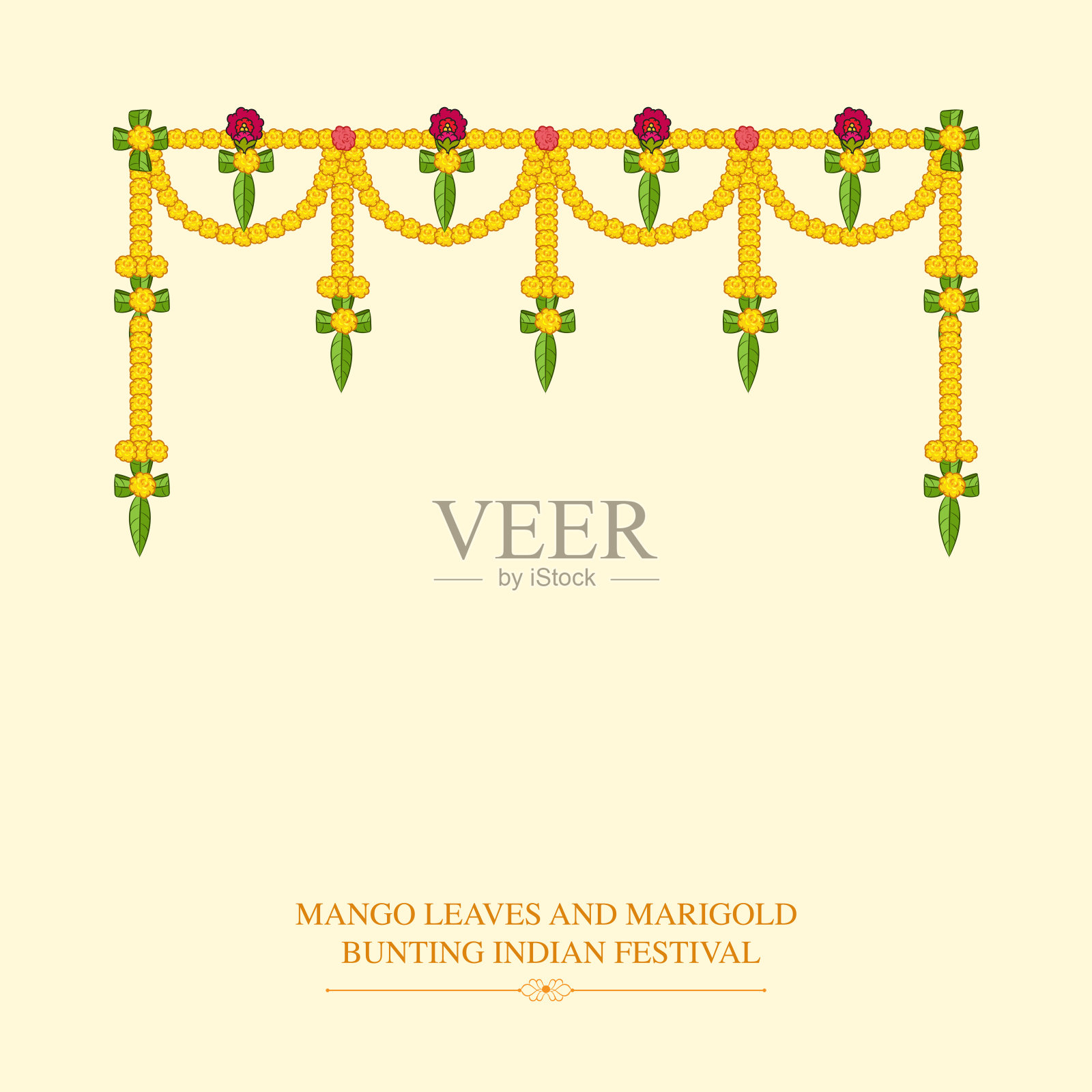 乌加迪节日彩旗和花环矢量插画图片素材