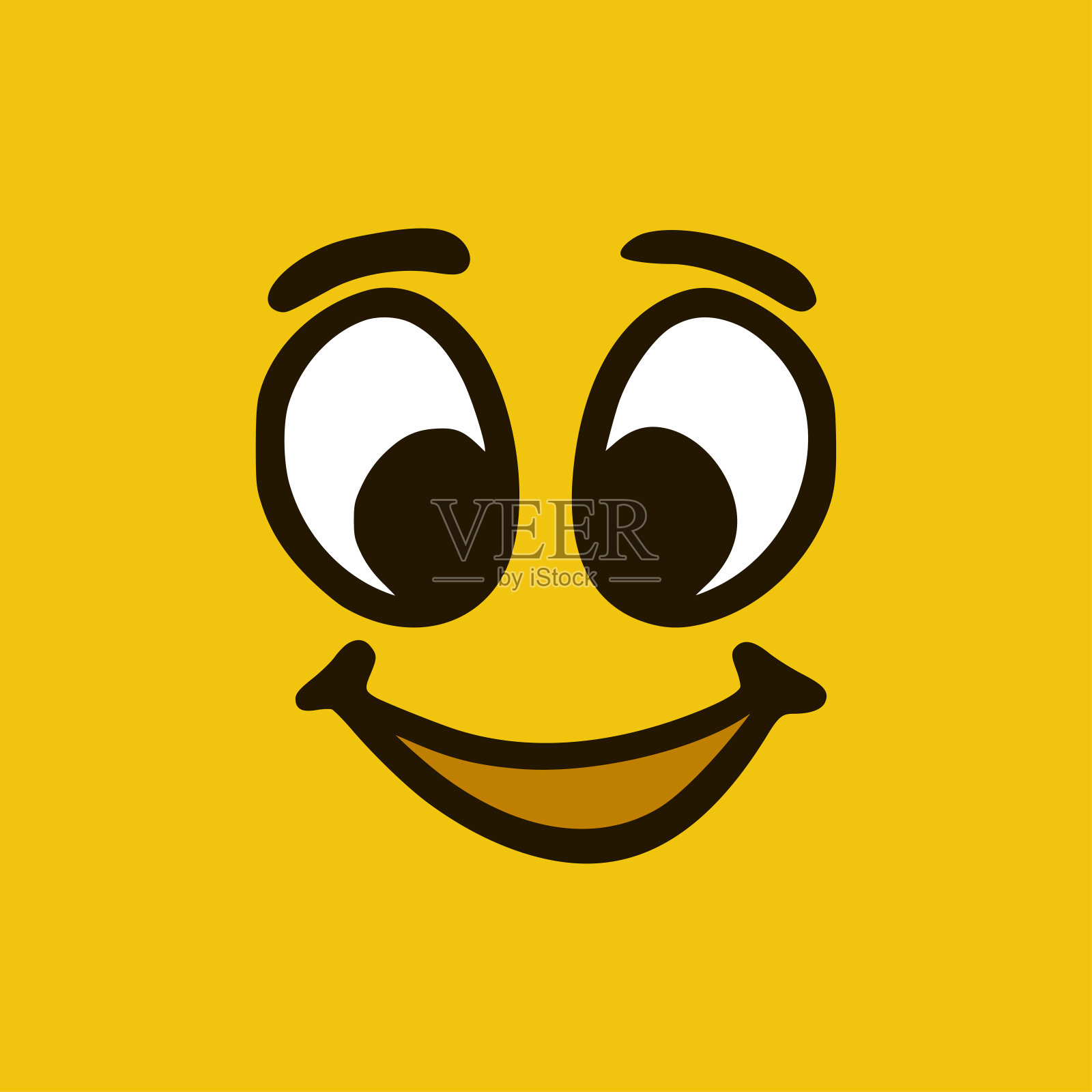 快乐的脸。卡通表情。涂鸦人物的嘴和眼睛插图。插画图片素材