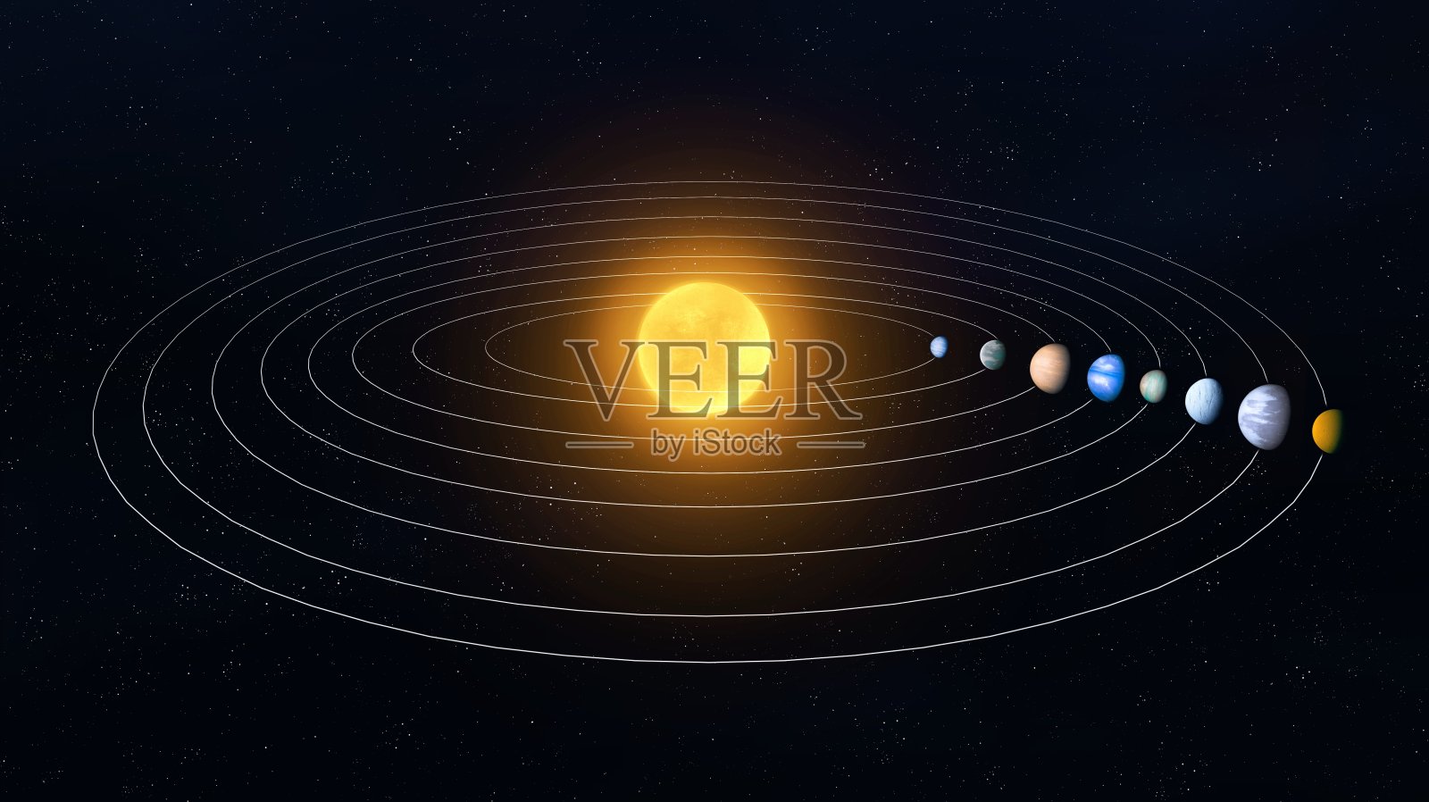 太阳系外行星系统。围绕外星太阳运行的行星。照片摄影图片