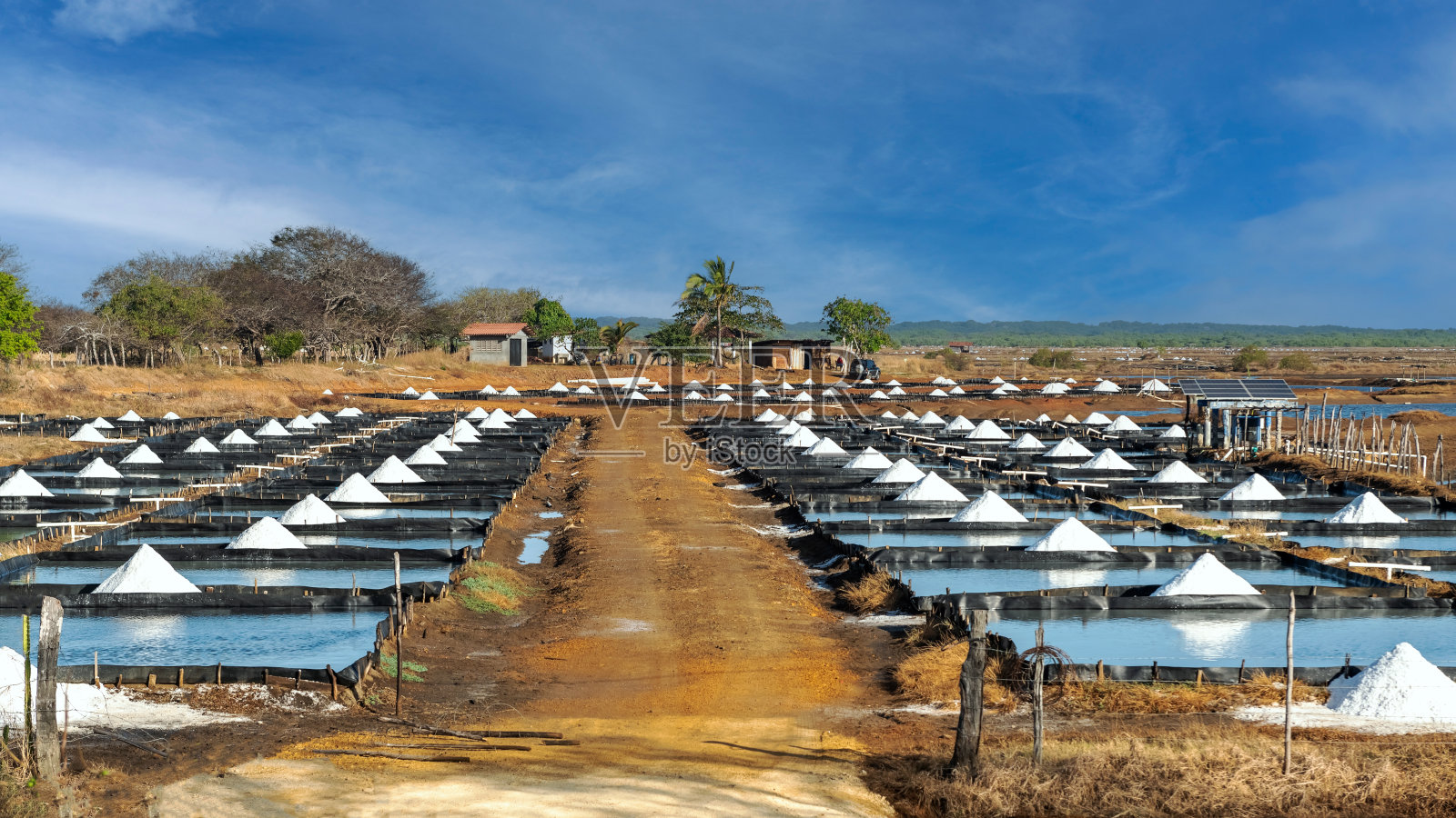巴拿马阿祖埃罗半岛的盐田。照片摄影图片