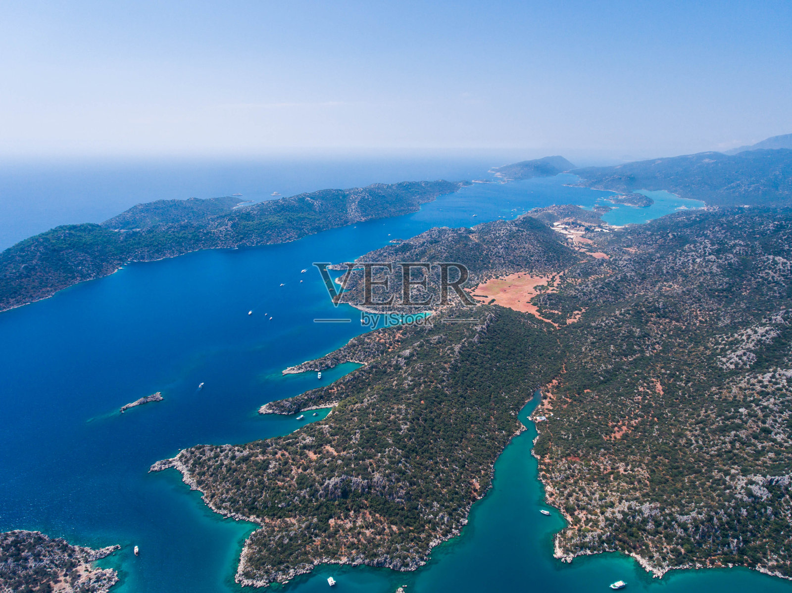 科科瓦湾鸟瞰图。土耳其海岸照片摄影图片