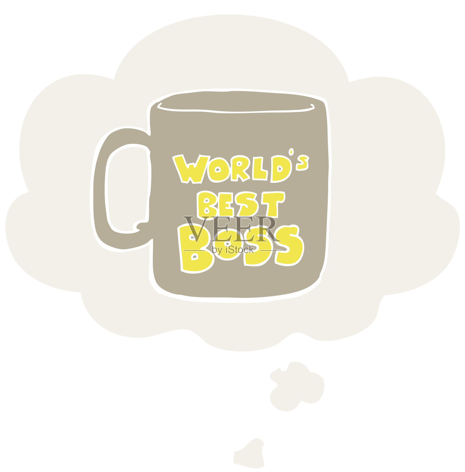 世界上最好的老板杯子，复古风格的思想泡泡设计元素图片