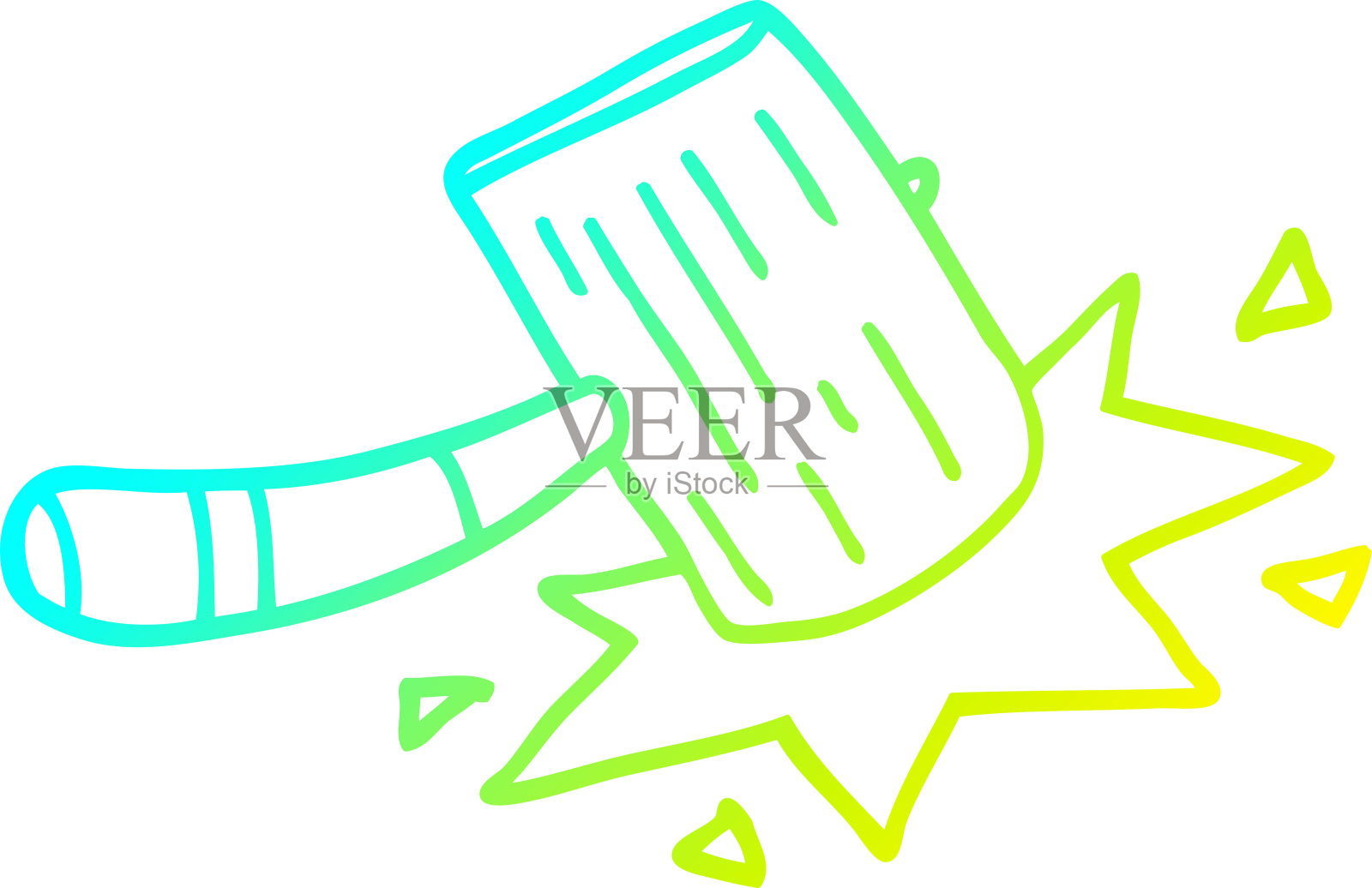 冷梯度线绘制卡通木槌插画图片素材