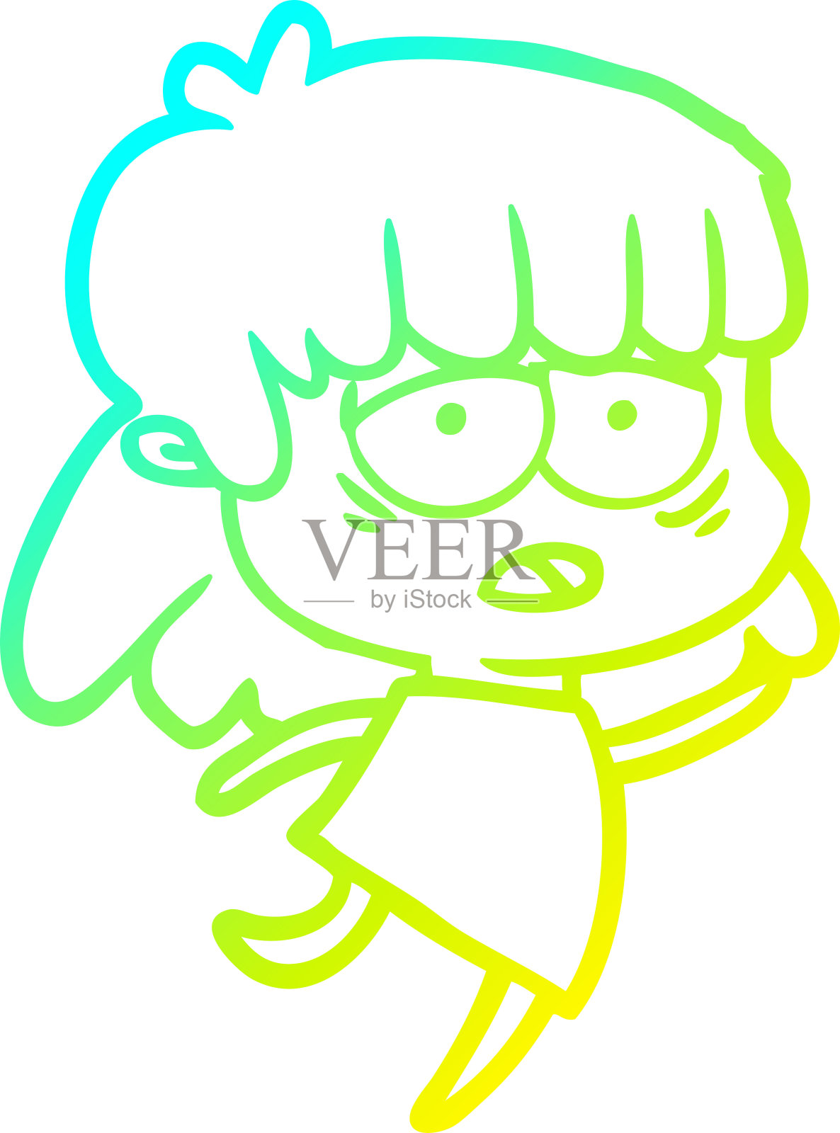 冷梯度线画一个卡通累女人设计元素图片