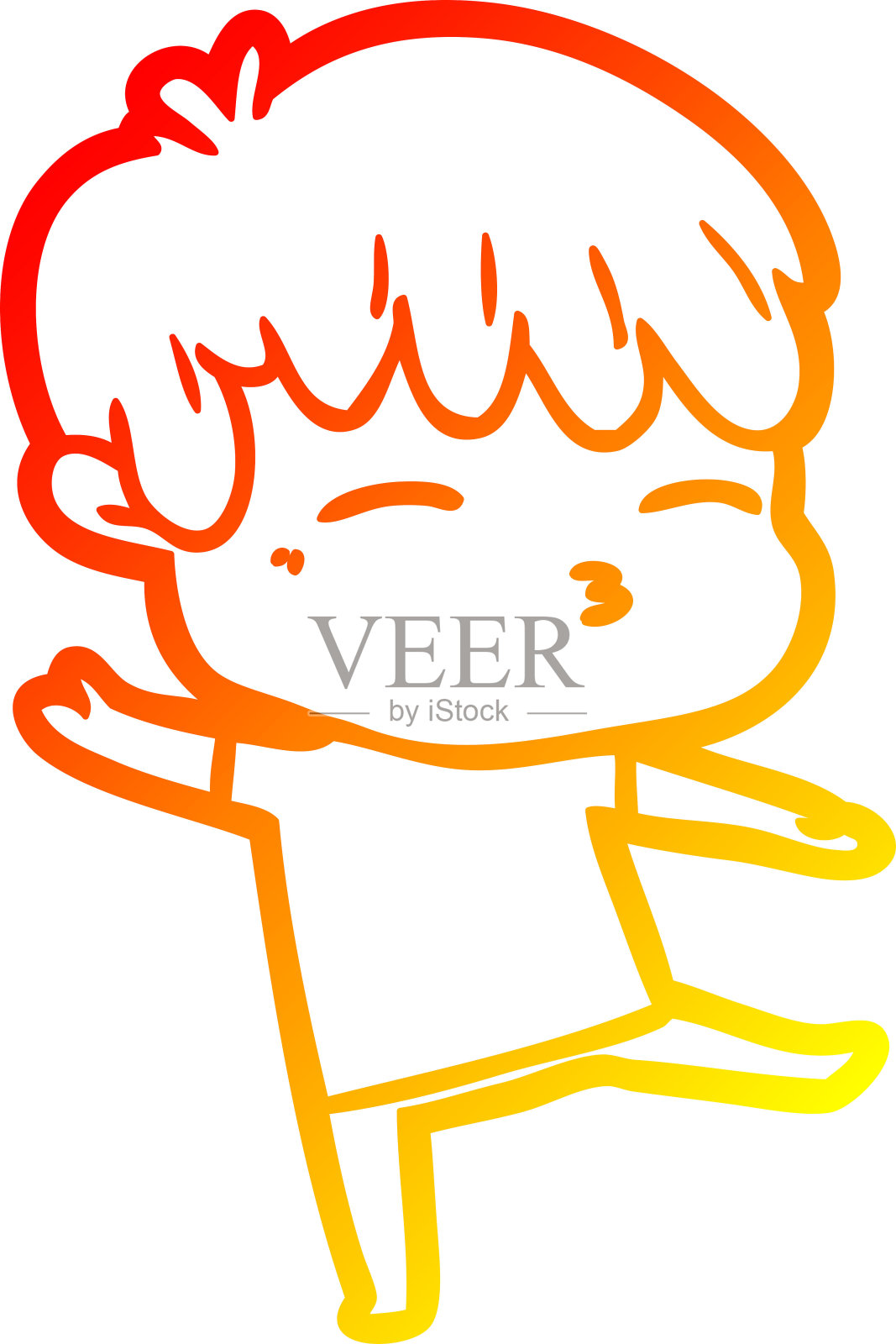 温暖的梯度线绘制的卡通好奇的男孩设计元素图片