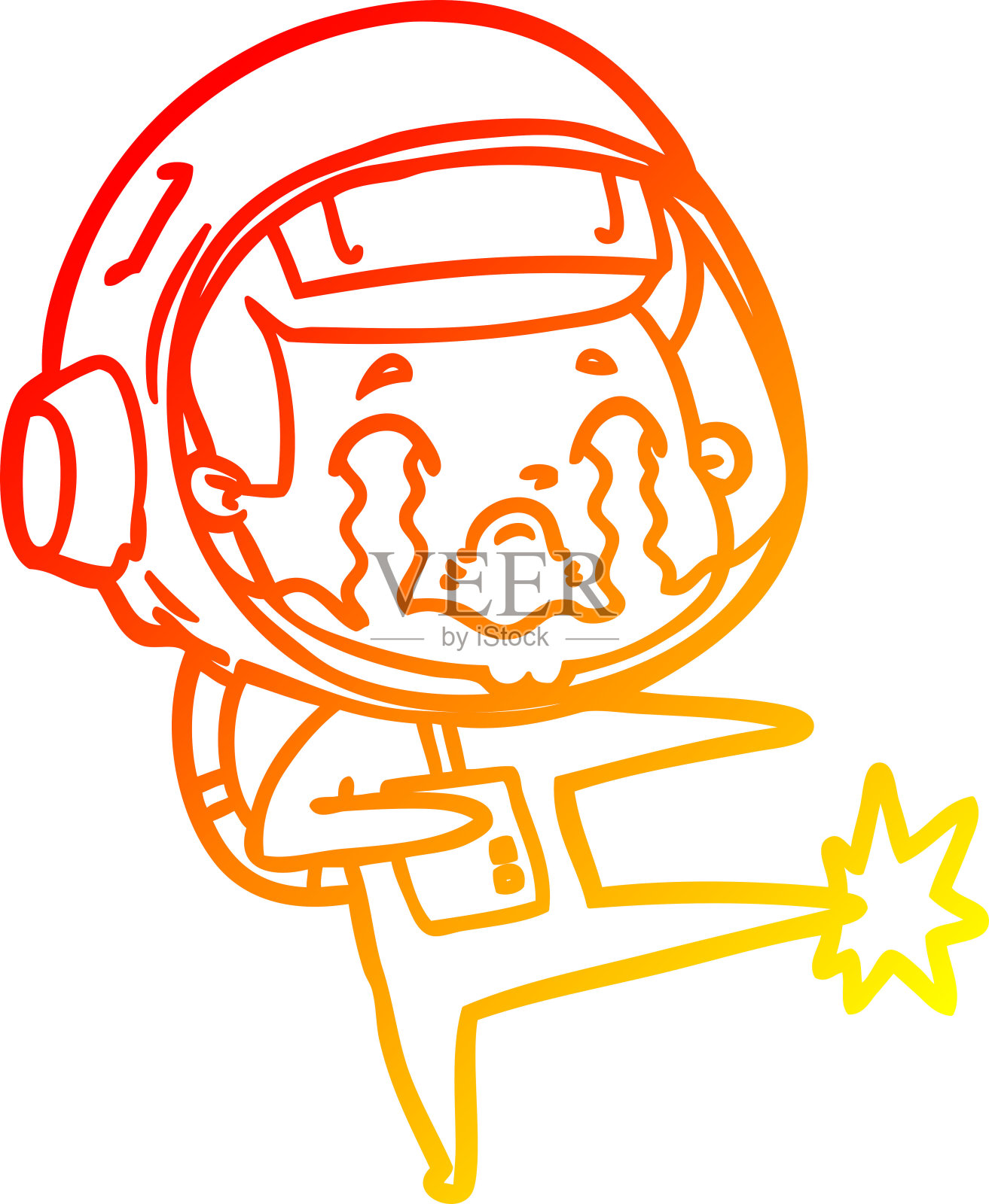 温暖的梯度线画卡通哭泣的宇航员设计元素图片