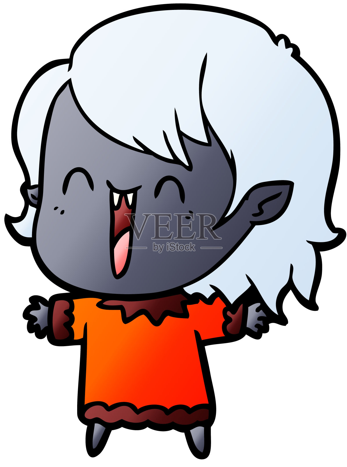 可爱的卡通快乐吸血鬼女孩设计元素图片