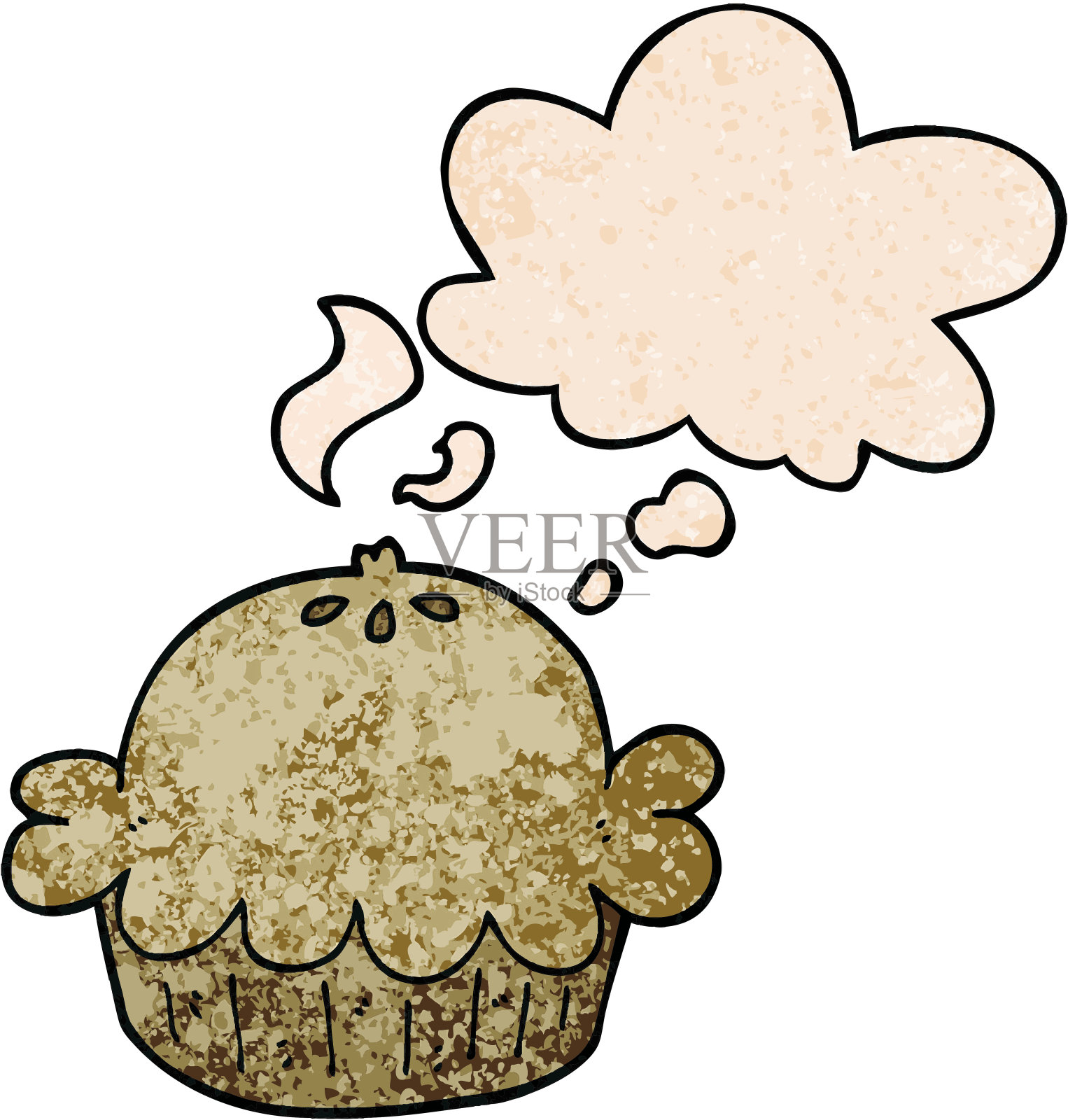 卡通派与思想泡泡在grunge纹理风格设计元素图片