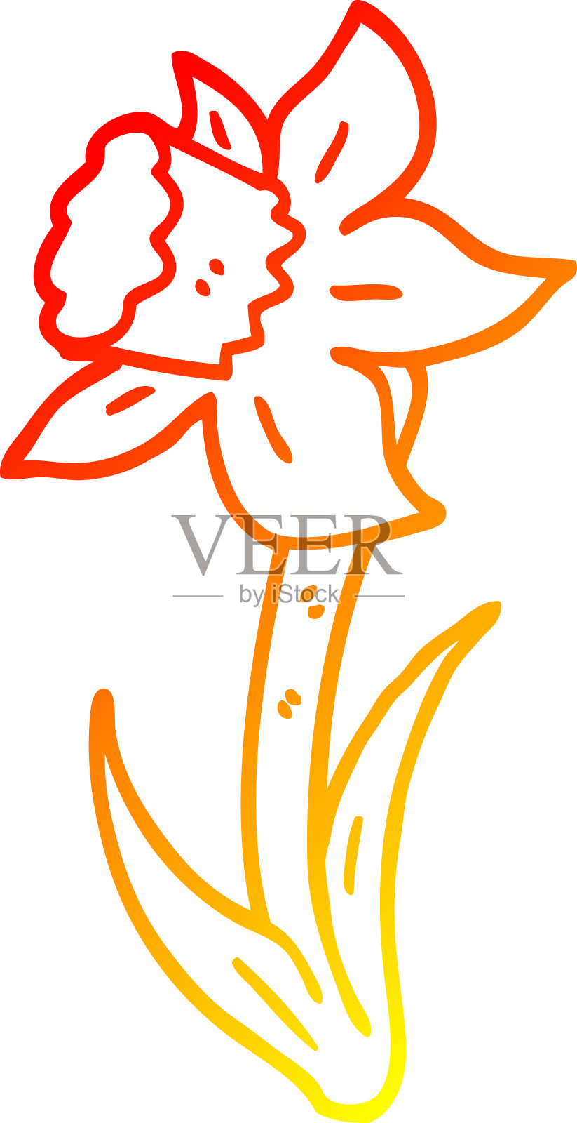 温暖的梯度线绘制卡通水仙花设计元素图片