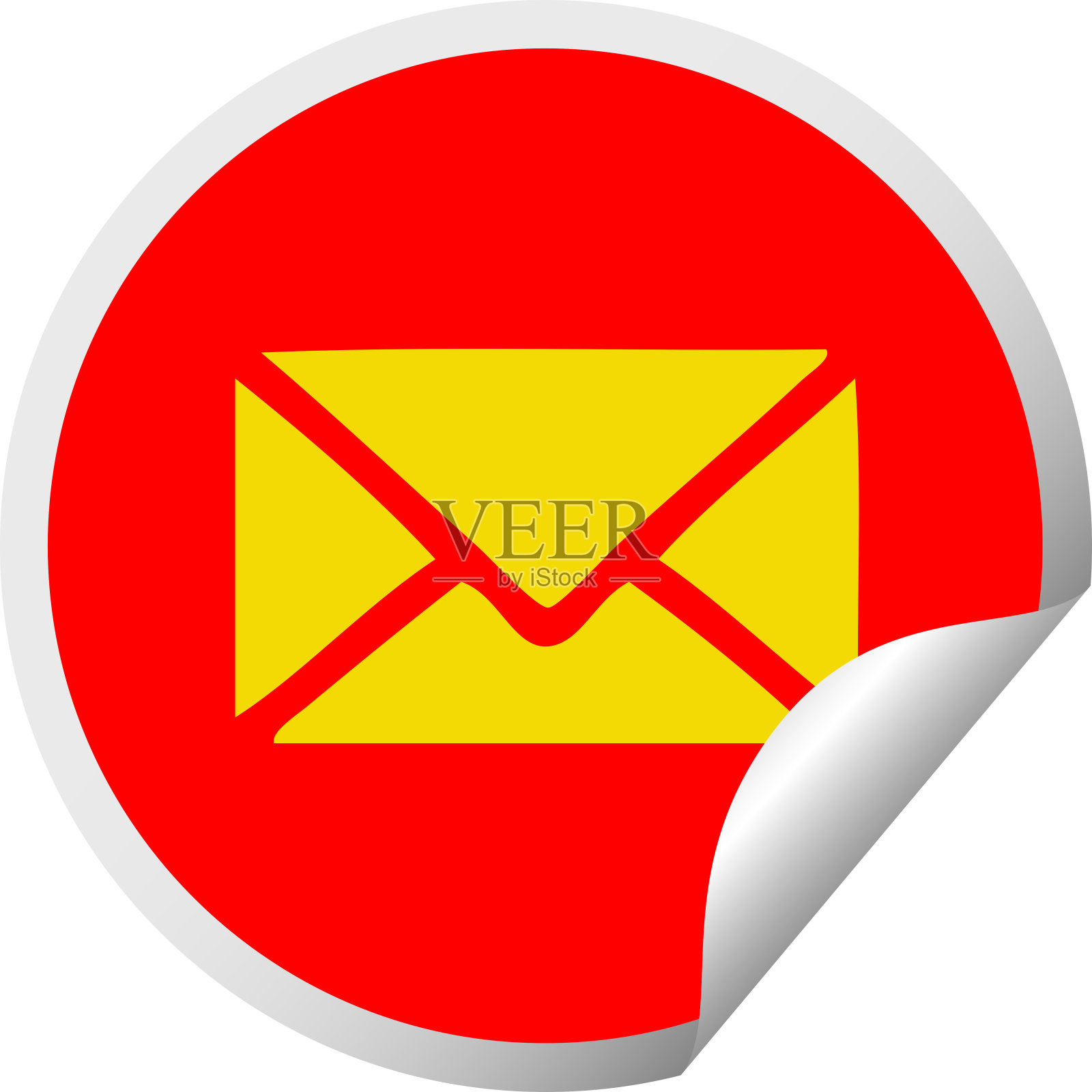 圆形剥落贴纸卡通的纸信封插画图片素材