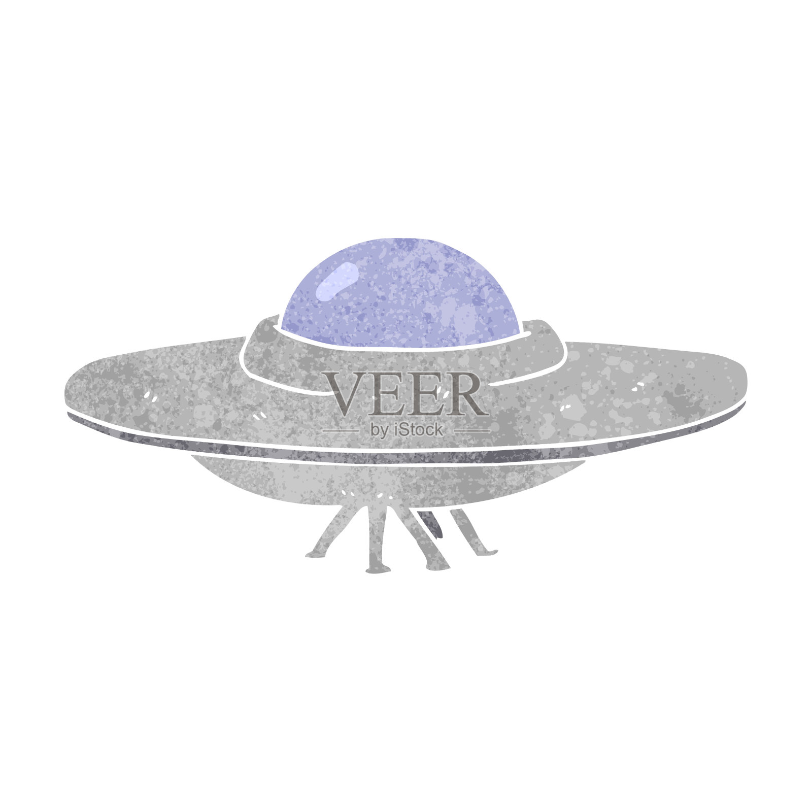 手绘复古卡通飞碟插画图片素材