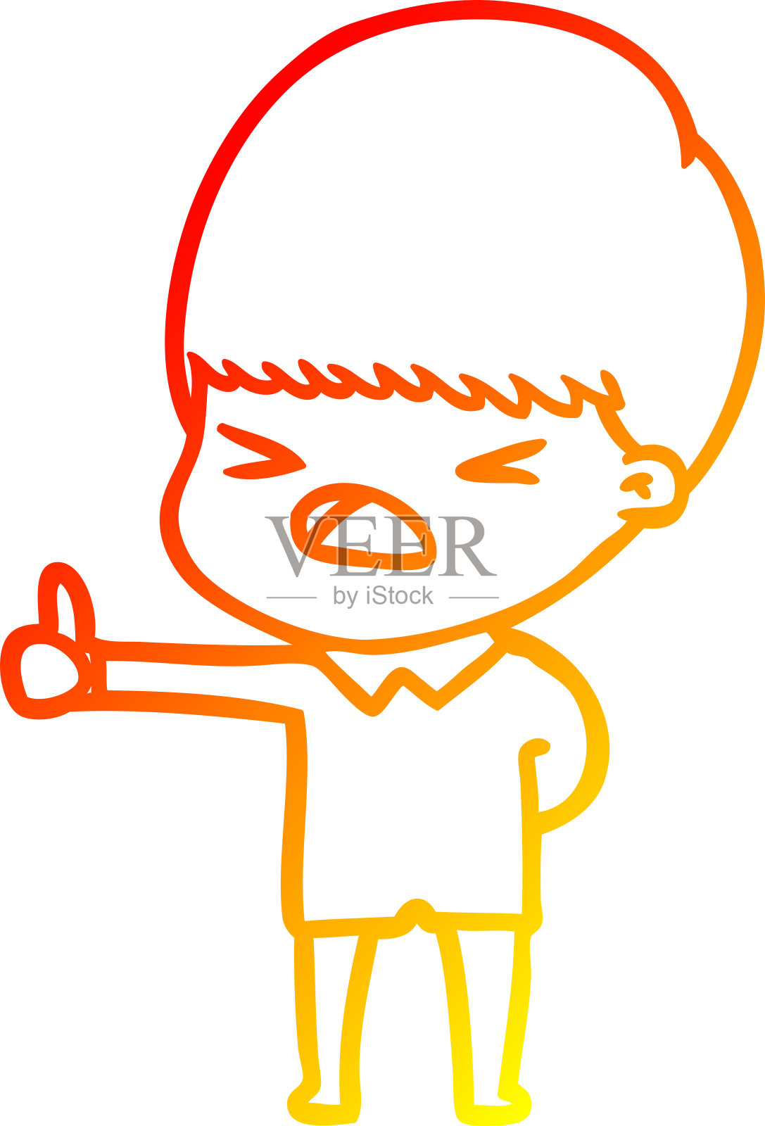 温暖的梯度线绘制的卡通强调人设计元素图片