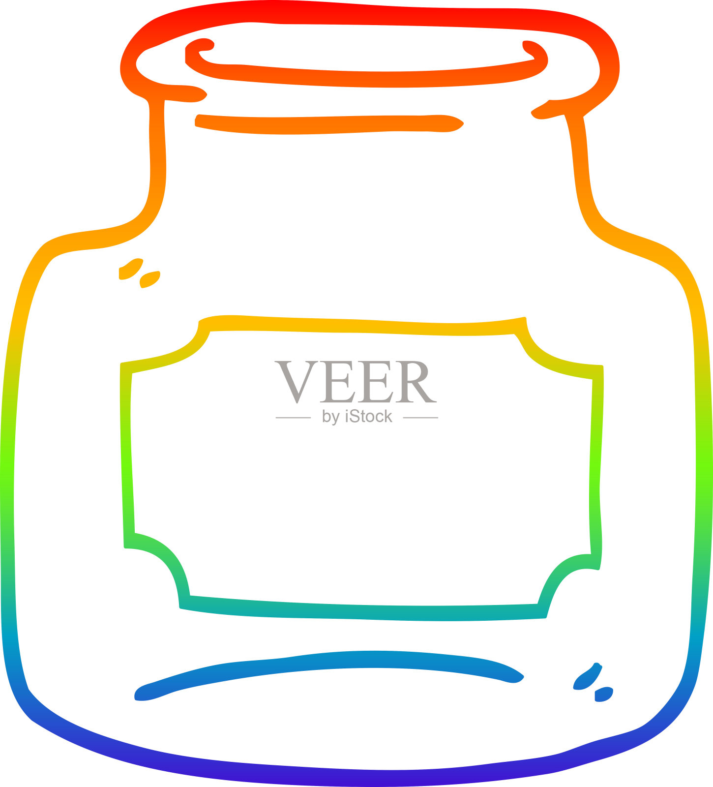 彩虹梯度线绘制的卡通透明玻璃罐设计元素图片