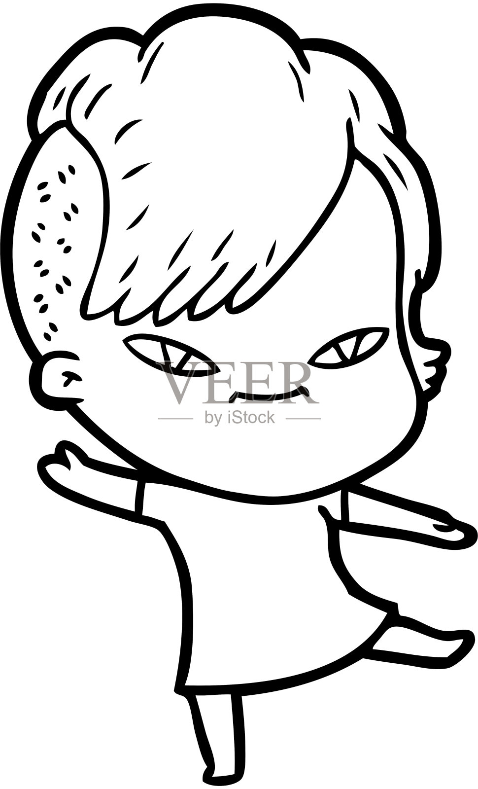 可爱的卡通女孩，时髦的发型插画图片素材