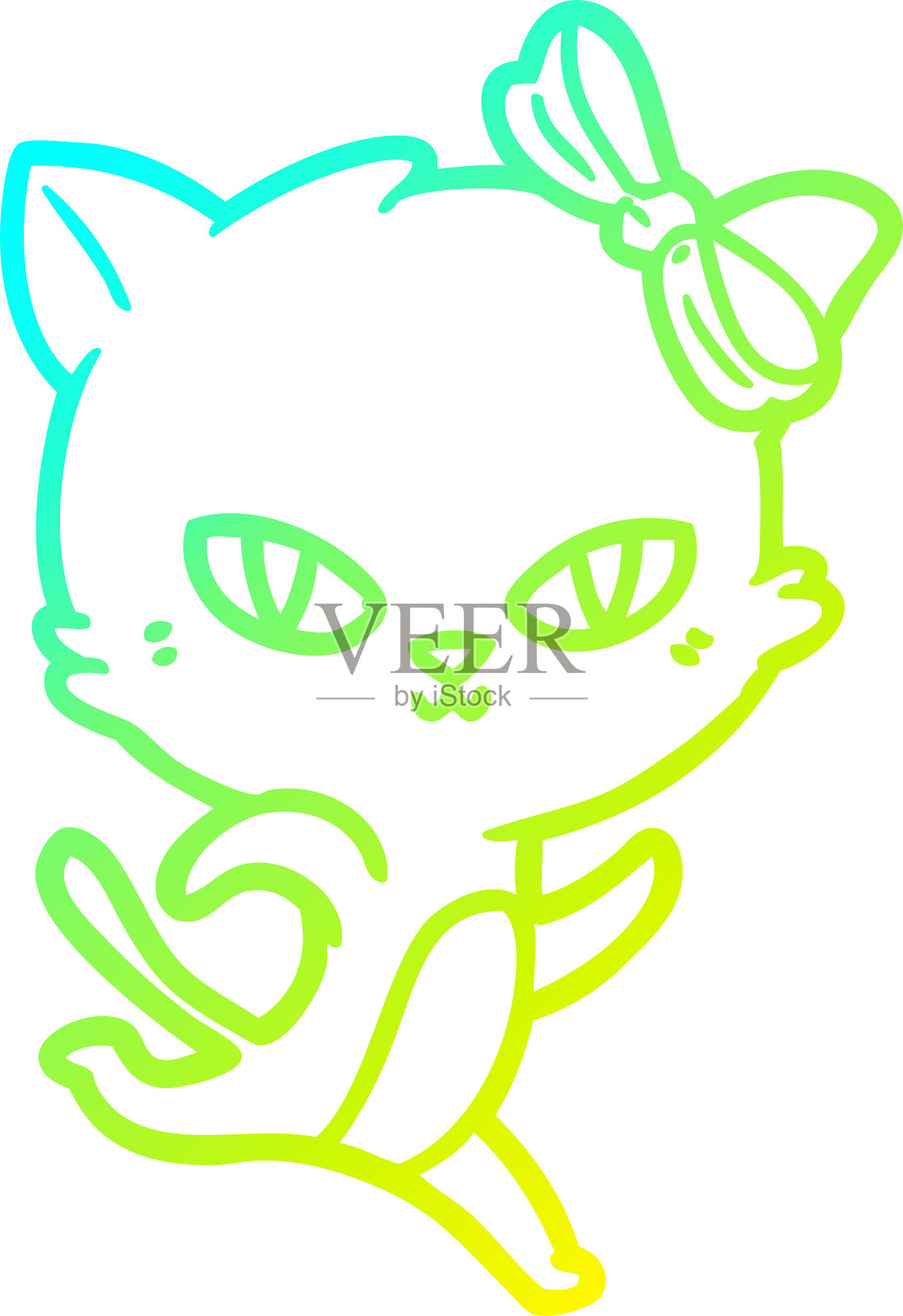 冷梯度线画一个可爱的卡通猫设计元素图片