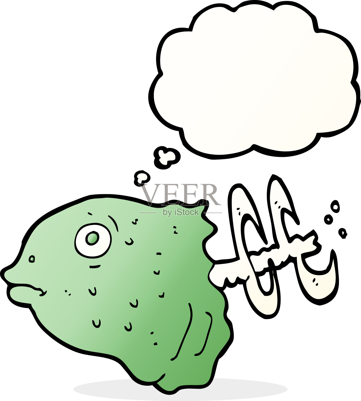 带有思想泡泡的卡通鱼头设计元素图片