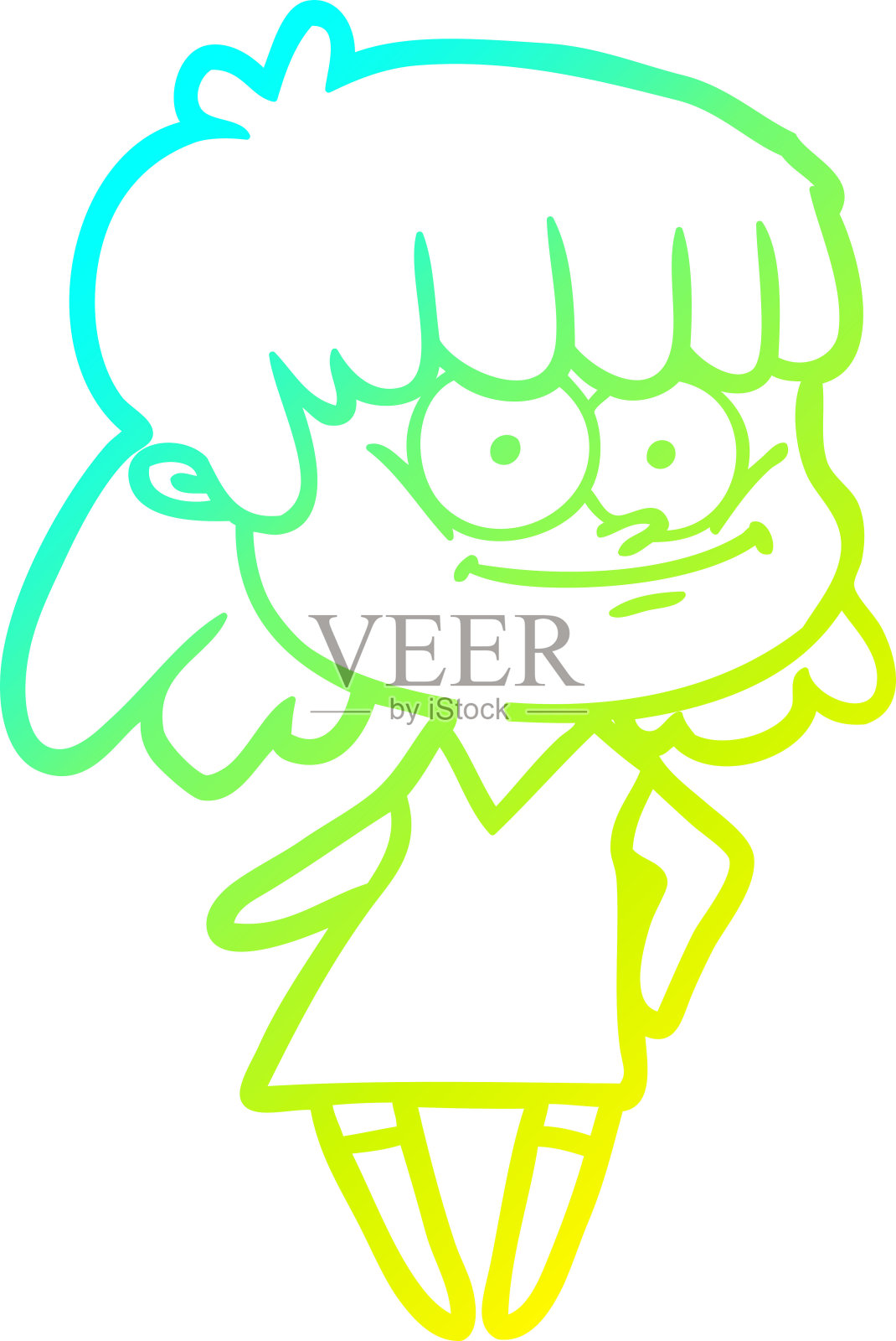 冷梯度线画一个卡通微笑的女人设计元素图片