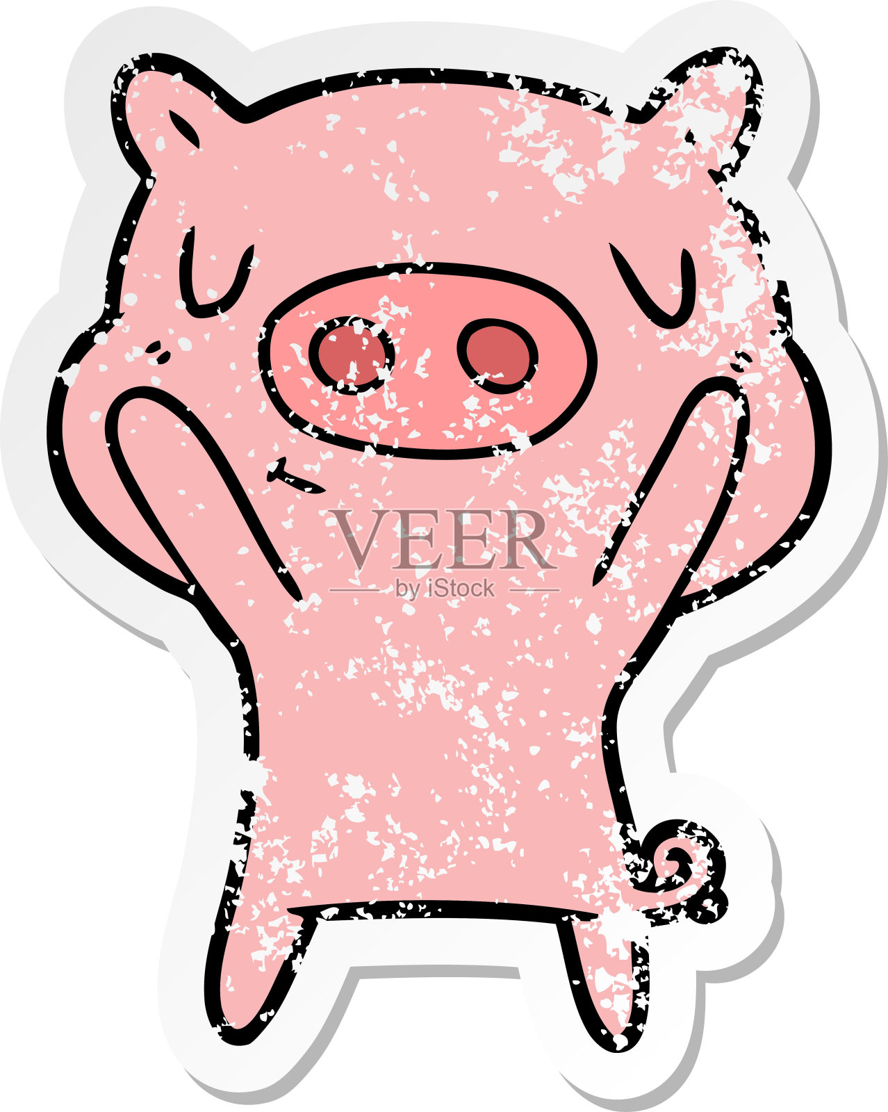 心疼的贴纸卡通内容猪插画图片素材