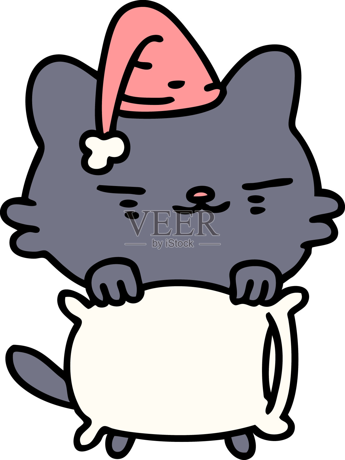 一只疲惫的猫准备睡觉的漫画设计元素图片