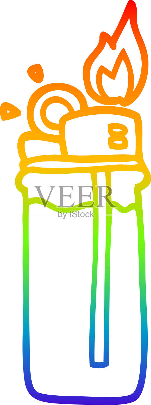 彩虹渐变线绘制卡通一次性打火机设计元素图片