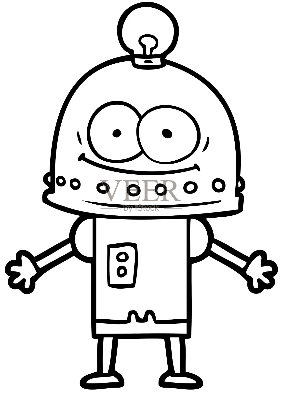 带灯泡的快乐纸箱机器人设计元素图片