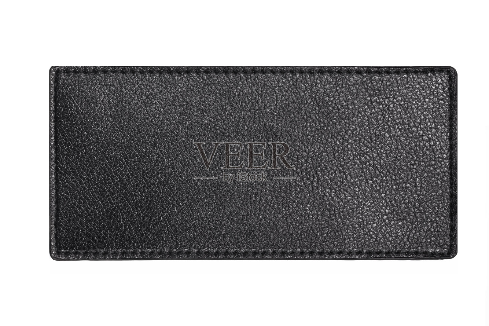 黑色皮带皮带特写孤立的白色。黑色皮革缝框标签标签隔离在白色。照片摄影图片