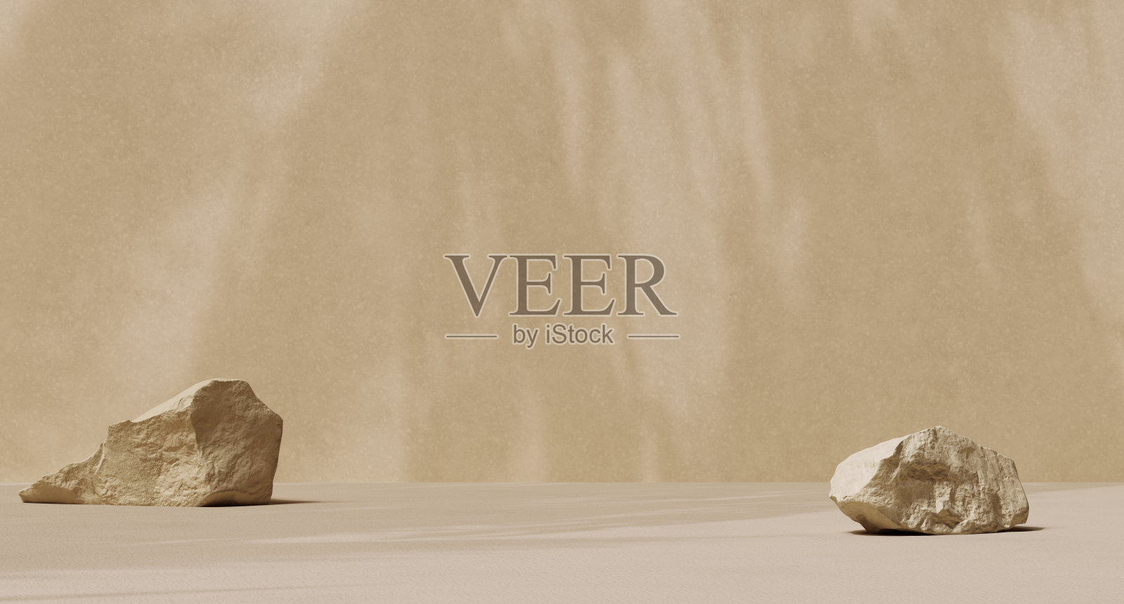 自然产品展示背景与石头和阴影纹理墙装饰。三维渲染包装设计模板。照片摄影图片