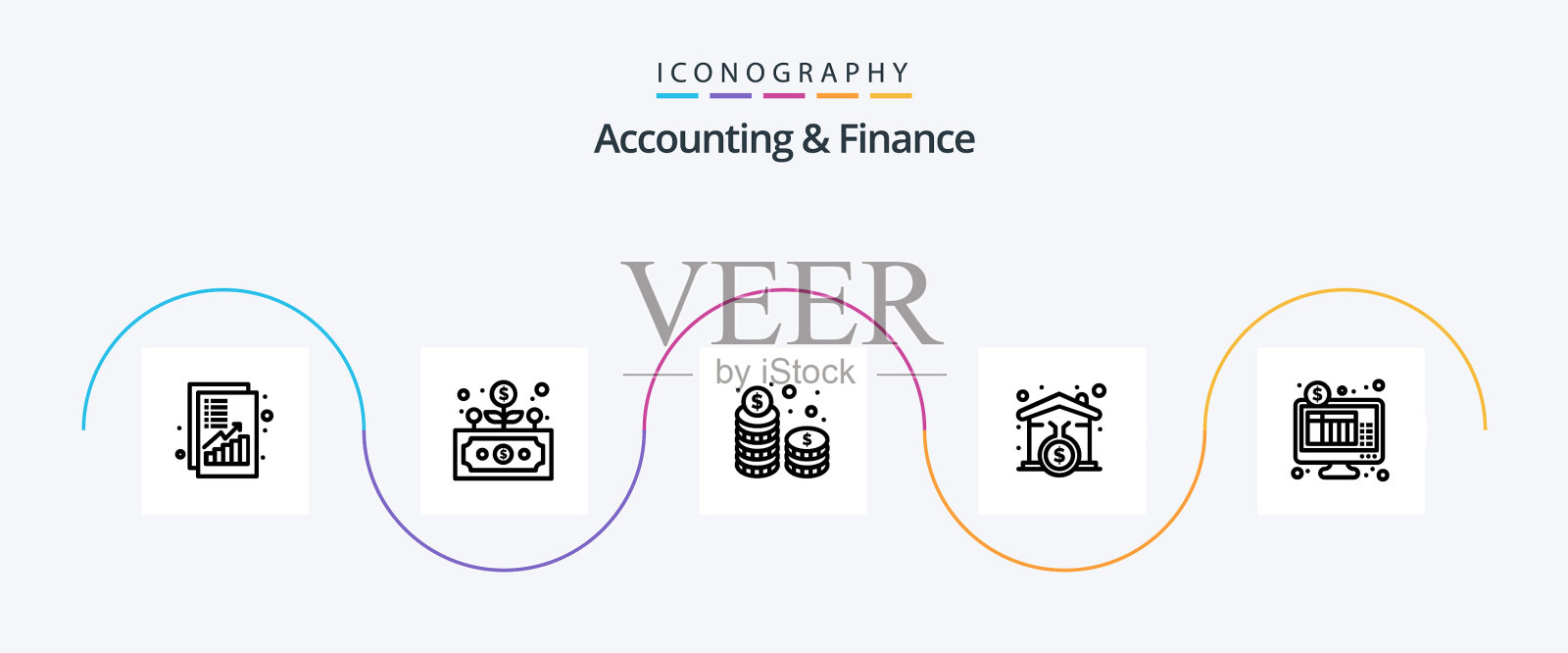会计和财务线5图标包包括图标素材