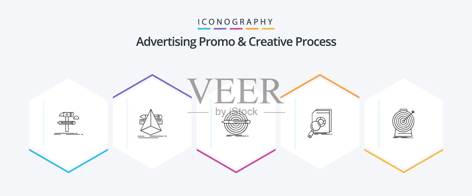 广告宣传及创意过程25条线插画图片素材