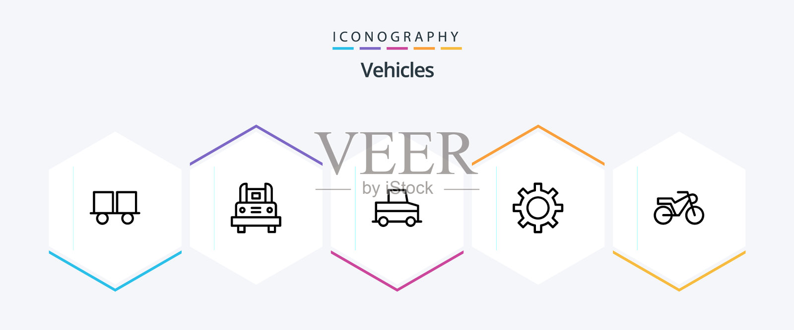 车辆25线图标包，包括摩托车图标素材